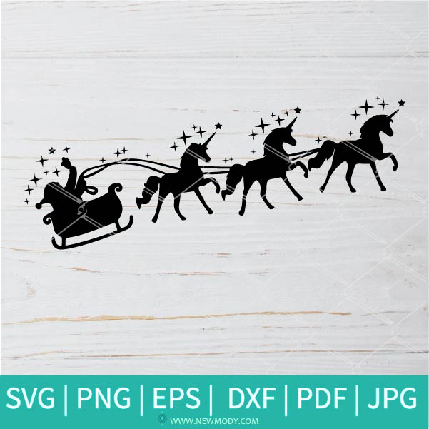 Santa Unicorn Sleigh SVG - Santa Dinosaur Sleigh SVG - Christmas SVG