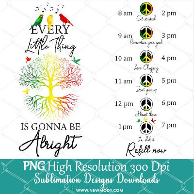 Life Tree Water Tracker Sublimation PNG - Rasta Colors Png - Custom Water Tracker Bottle and Tumbler - Newmody