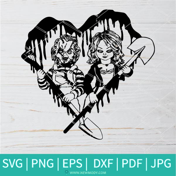 Chucky and Tiffany Svg - Blood Bloody Heart Horror Svg - Newmody