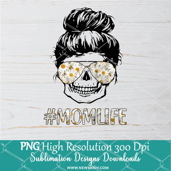 Mom Life Skull Daisy Sunglasses Sublimation PNG - Newmody