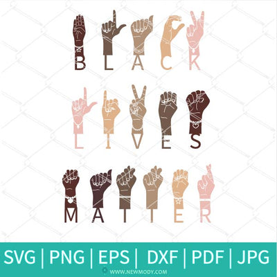 Black Lives Matter Sign Language Hand SVG - Hands Together With Different Skin Colors SVG - Stop Colorism SVG - Newmody
