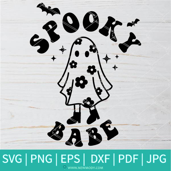 Spooky Babe (2) SVG-PNG-Halloween SVG-Ghost SVG-SVG Cut File For Cricut and Silhouette