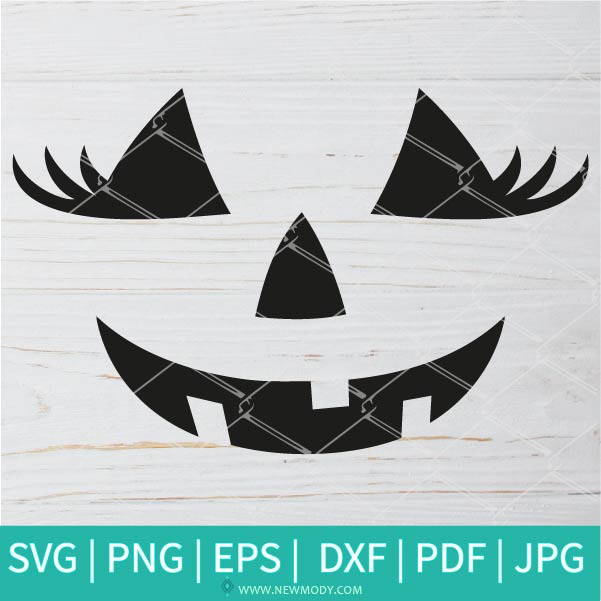 Jack O Lanterm Lady Face SVG-PNG - Halloween SVG- Pumpkin SVG - Cut Files for Cricut and silhouette
