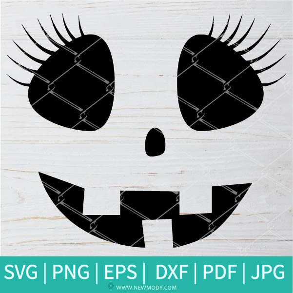 Smilling Carved Pumpkin Female SVG-PNG - Halloween SVG-Pumpkin SVG - Cut Files for Cricut and silhouette