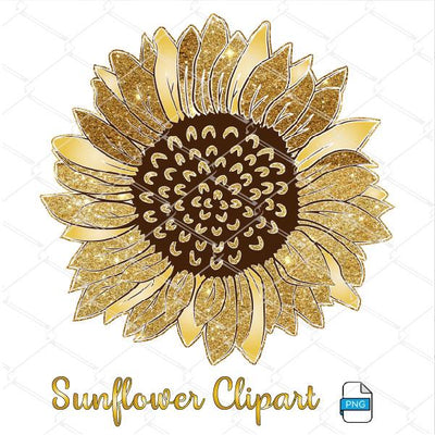 Glitter Sunflower Clipart - Sunflower Sublimation Design Newmody