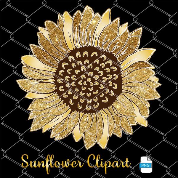 Glitter Sunflower Clipart - Sunflower Sublimation Design