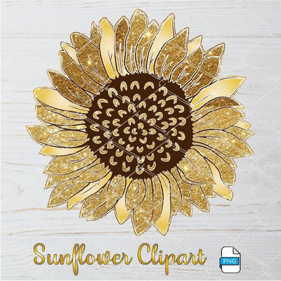 Glitter Sunflower Clipart - Sunflower Sublimation Design Newmody