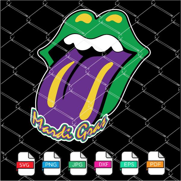 Mardi Gras Lips SVG -  Lips with tongue Out  Mardi Gras SVG