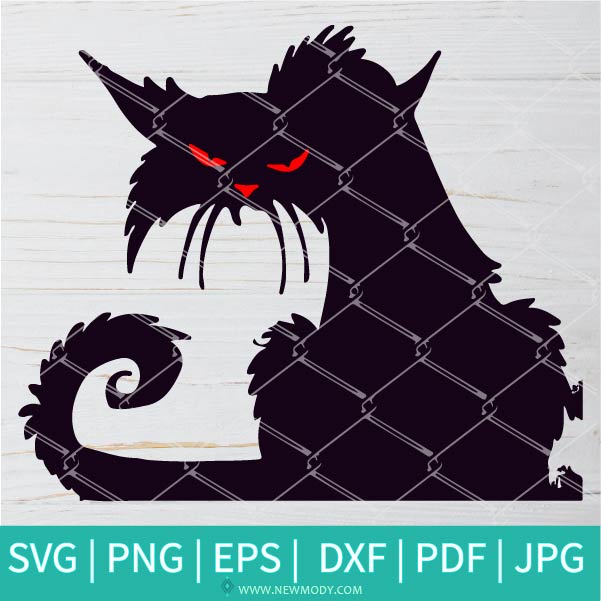 Scary Black Cat SVG-PNG -HaloweenSVG .Halloween Clipart. angry cat svg-Cut Files for Cricut and silhouette
