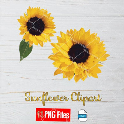 Sunflower Clipart Bundle - Set of Sunflower PNG - Sunflower Heart Clipart Newmody
