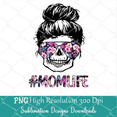 Mom Life Skull flower sunglasses Sublimation PNG Design - Mom Life PNG - Newmody