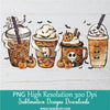 4 Halloween Coffee Cup PNG Sublimation Bundle | Spooky Halloween Cups PNG Clipart - Newmody