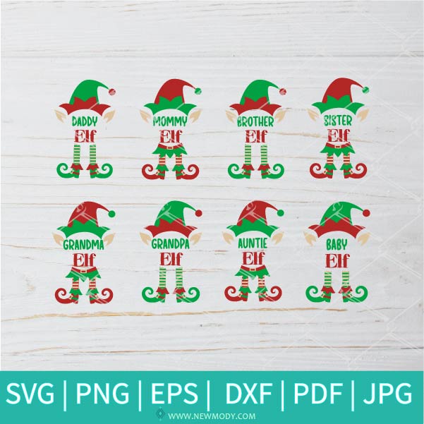 Elf Family Bundle SVG - Elf Family SVG -  Christmas Elf SVG - Elf SVG - Newmody