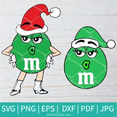 Green m and m Character Svg - Merry Christmas m&amp;ms - Christmas Green m and m Face Svg - Newmody