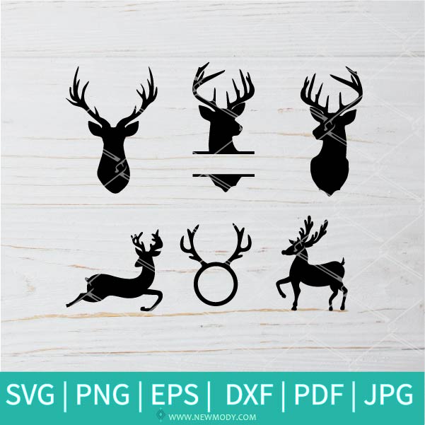 Deer Bundle SVG - Deer and Mountains SVG - Forest Deer SVG - Deer Monogram SVG