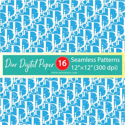 Dior Digital Paper Pack - 16 Dior Seamless Patterns Bundle - Dior Pattern SVG - Newmody