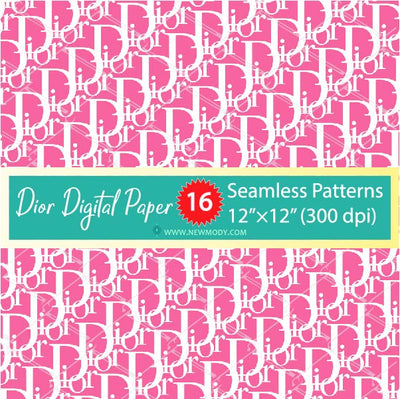Dior Digital Paper Pack - 16 Dior Seamless Patterns Bundle - Dior Pattern SVG - Newmody