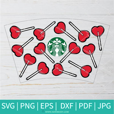 Heart Lollipop Starbucks SVG - Heart Lollipop SVG - Valentine SVG - Newmody