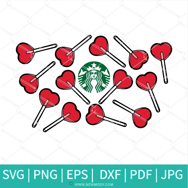 Heart Lollipop Starbucks SVG - Heart Lollipop SVG - Valentine SVG - Newmody