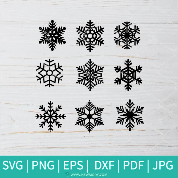 Snowflakes SVG PNG  - Winter Snow flakes vector clipart  - Snowman