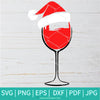 Christmas Wine Glass SVG cut file - Wine Glass with Santa hat PNG Sublimation Clipart