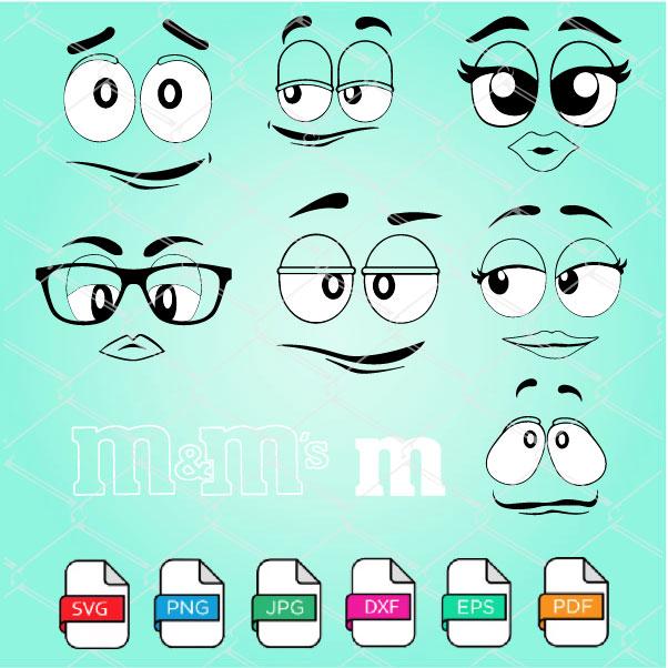 M and M Face SVG Bundle - M&Ms Face PNG -M and Ms Face Clipart