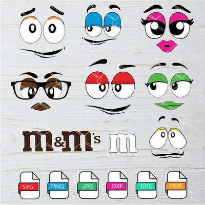 M and M Face SVG Bundle - M&Ms Face PNG -M and Ms Face Clipart