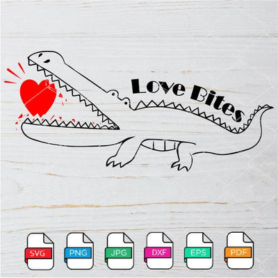 Love Bites SVG - Crocodile Valentine SVG Newmody