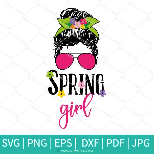 Spring Girl SVG -  Girl with Flowers SVG - Spring SVG - Flowers SVG -  Spring Flowers SVG - Messy Flowers SVG
