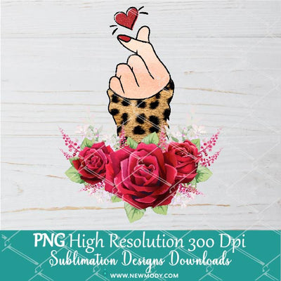 Leopard Finger Heart PNG Sublimation design – Valentine Sublimation PNG – Woman Hand Clipart - Newmody