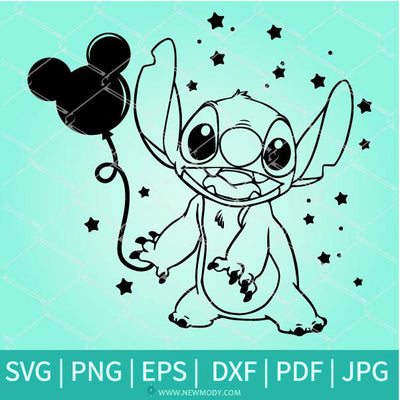 Stitch With Mickey Mouse Balloon SVG - Stitch SVG Newmody