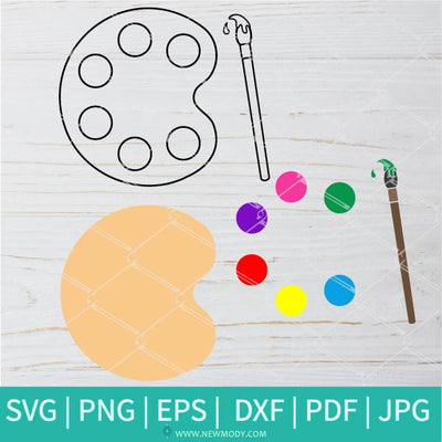 Paint Palette SVG | Paint Brush SVG | PNG | Dxf |  Eps | Pdf | Vector Clipart - Newmody