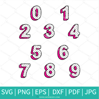 Lol Doll Birthday Numbers SVG - Polka Dots Numbers SVG