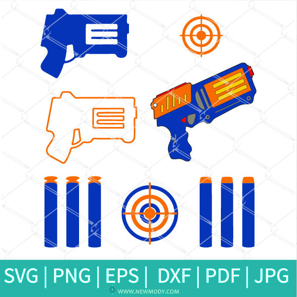 Nerf SVG Bundle - Nerf Gun SVG- Nerf Bullet SVG - Nerf Target SVG